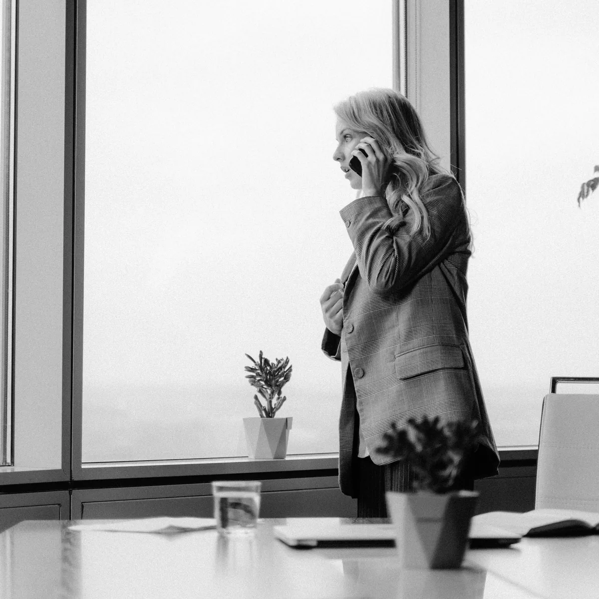 Business professional on a phone call in an office